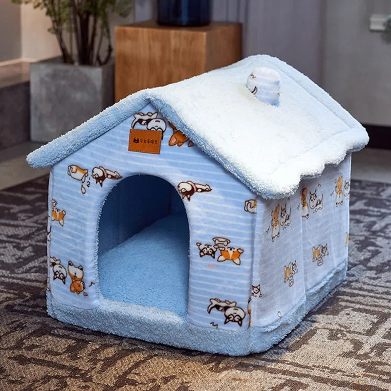 Foldable Winter Warm Dog House Kennel Bed for Small to Medium Pets