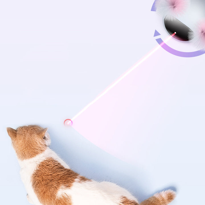 Spinning Laser Feather Toy for Cats