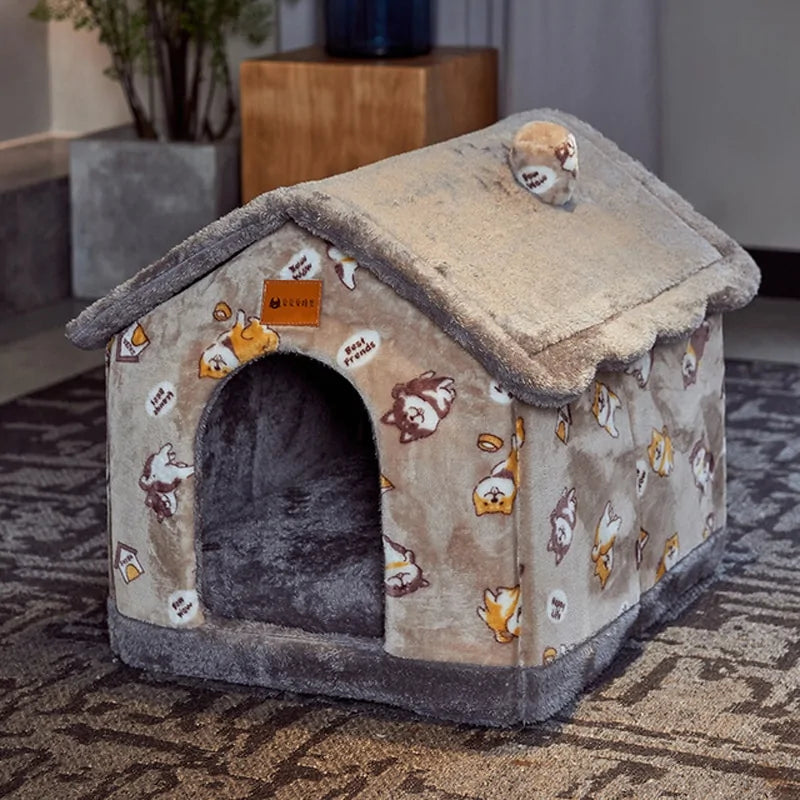 Foldable Winter Warm Dog House Kennel Bed for Small to Medium Pets