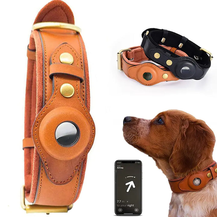 Anti-Loss Leather Dog Collar