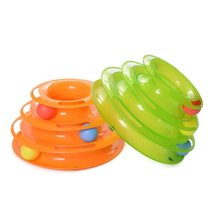 Triple-Level Pet Cat Toy Tower Tracks Disc