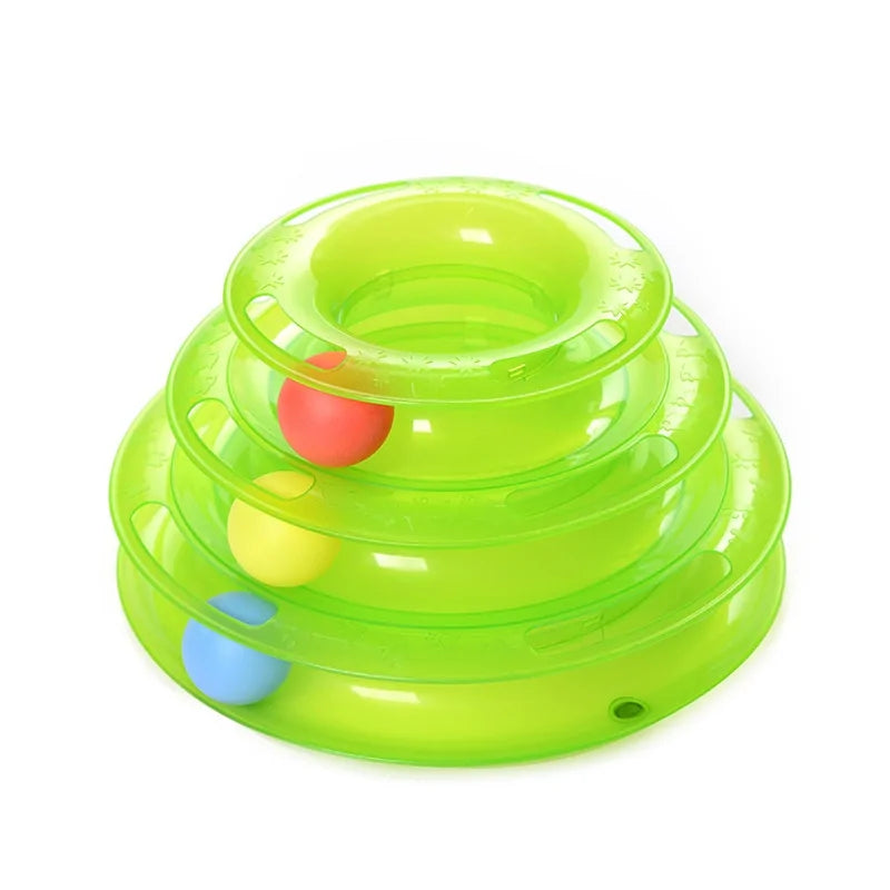 Triple-Level Pet Cat Toy Tower Tracks Disc