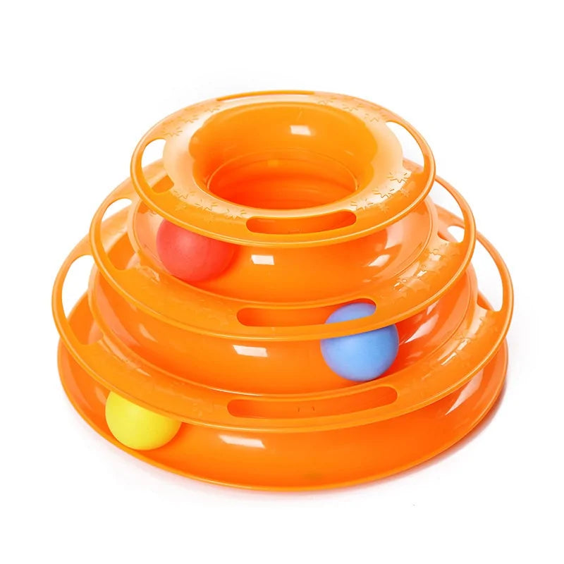 Triple-Level Pet Cat Toy Tower Tracks Disc