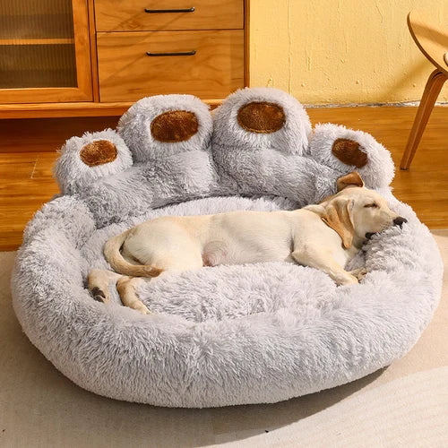 Cozy Nest: Pet Bear Paw-Shaped House Bed