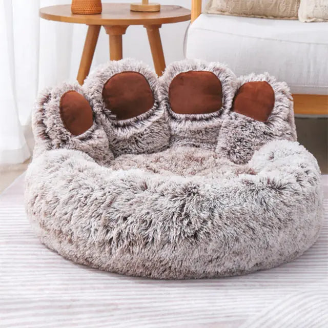 Cozy Nest: Pet Bear Paw-Shaped House Bed