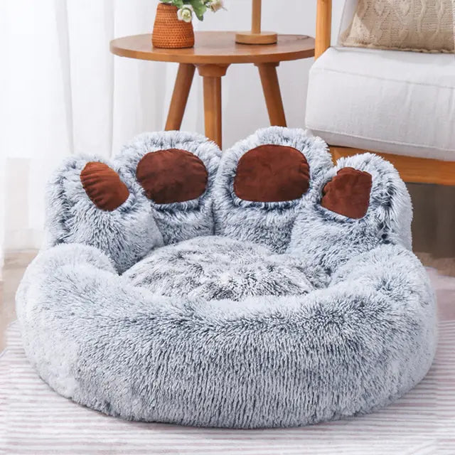 Cozy Nest: Pet Bear Paw-Shaped House Bed