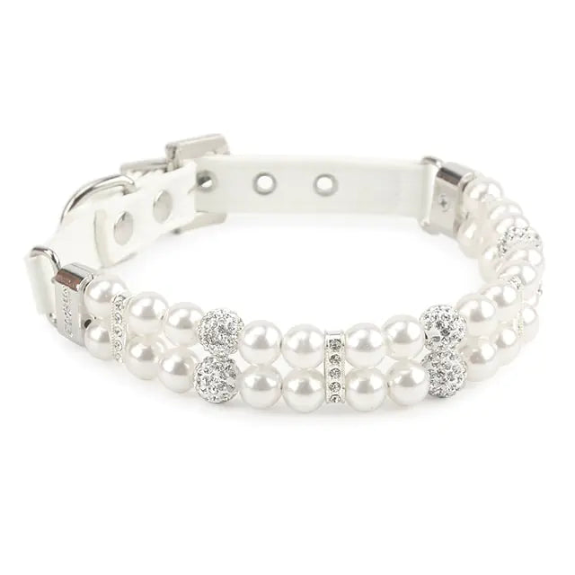 Rhinestone Dog Collar with Artificial Pearls