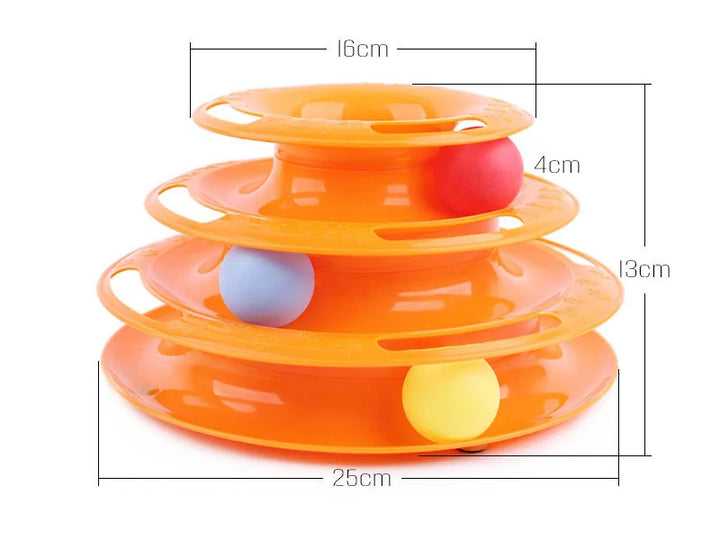 Triple-Level Pet Cat Toy Tower Tracks Disc